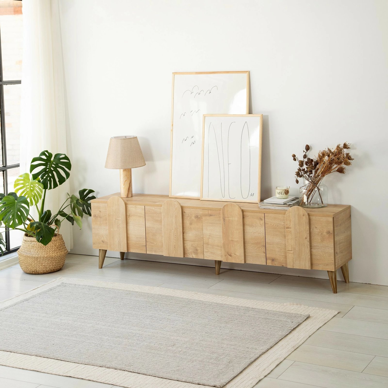 Komodë për TV Hanah Home, New Line - ngjyrë lisi, v2