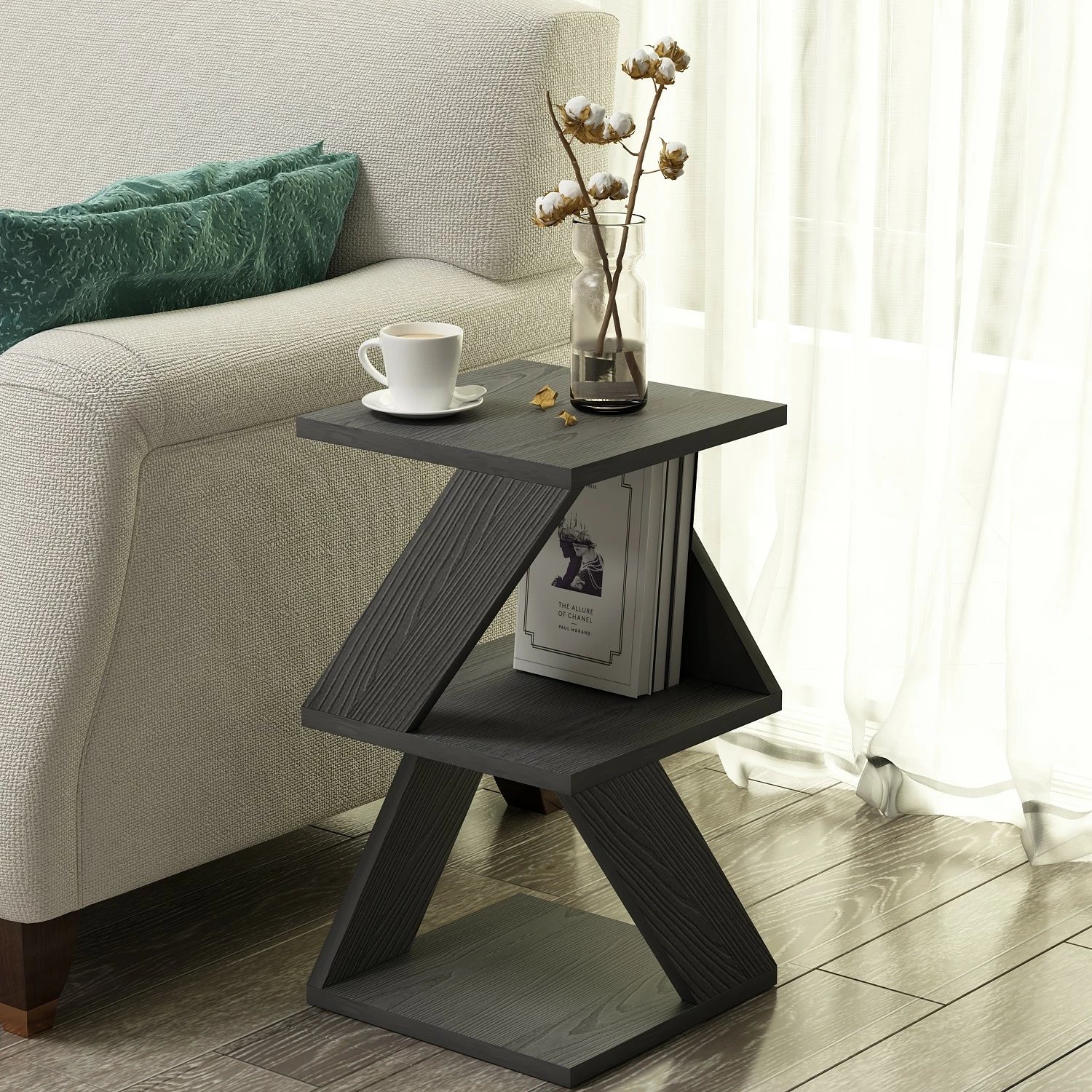 Tavolinë anësore Hanah Home, ngjyrë dru e zezë, Albeni