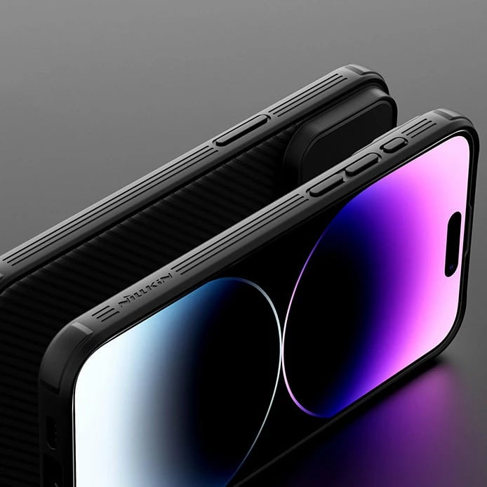 Mbështjellës Nillkin CamShield Pro Magnetic për iPhone 15 Plus, me kapak kamere, i zi