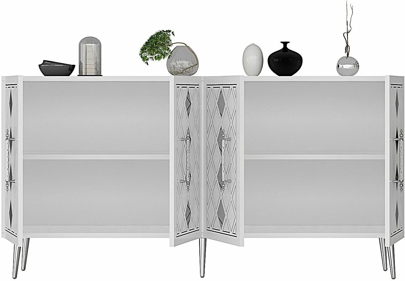 Konsol Skye Decor, Dome KB150, e bardhë, argjend