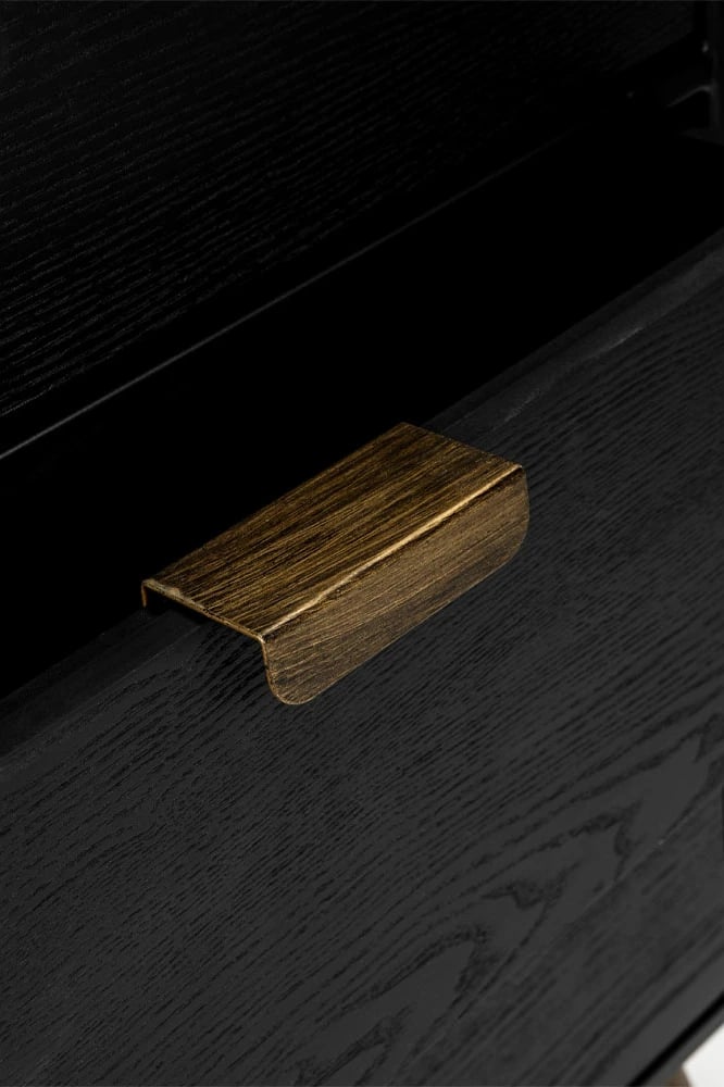 Komodë Colombo, e zezë me detaje të arta, 118x39x77