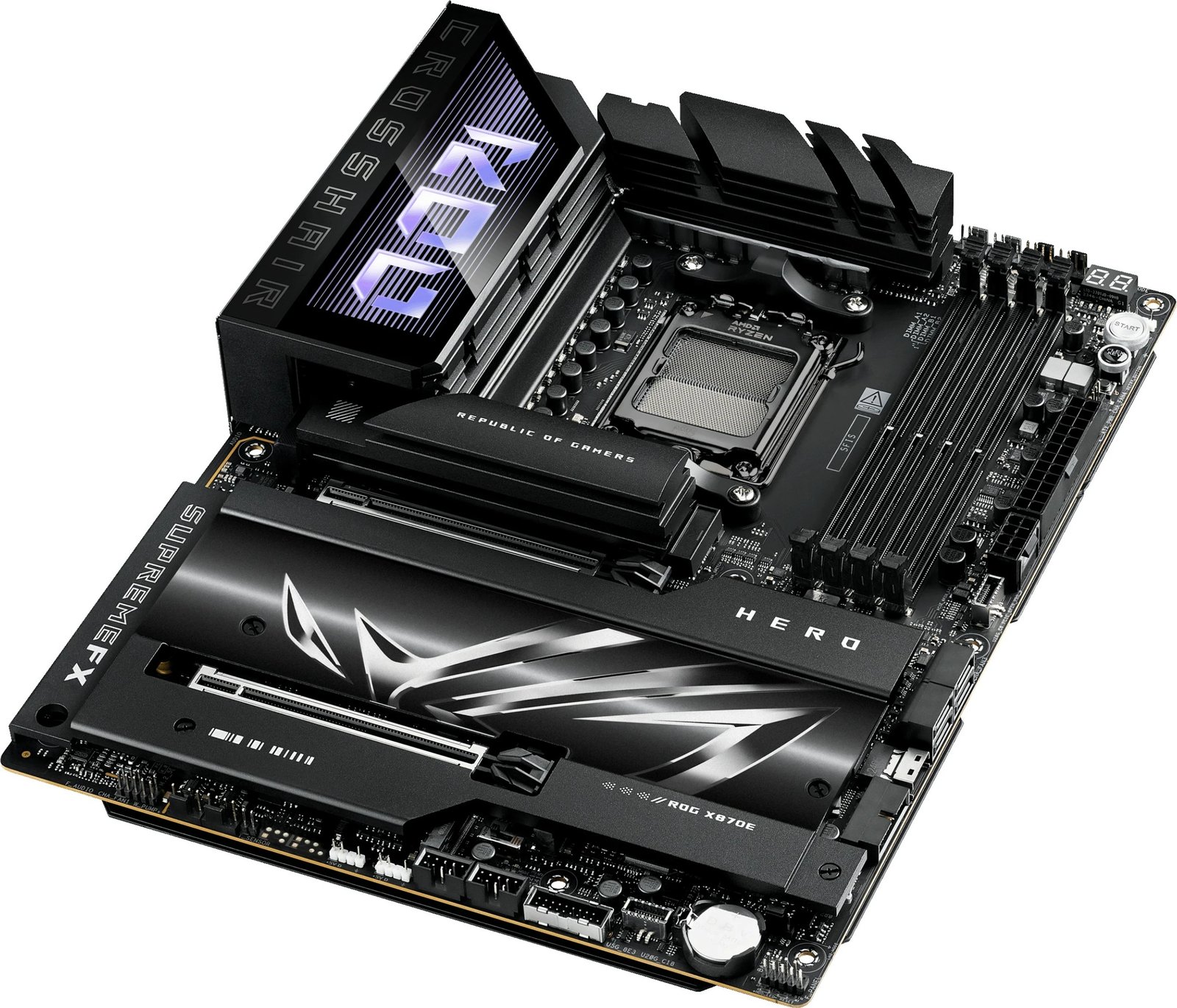 Pllakë amë ASUS ROG CROSSHAIR X870E HERO, AMD X870E, DDR5, ATX, Socket AM5, e zezë