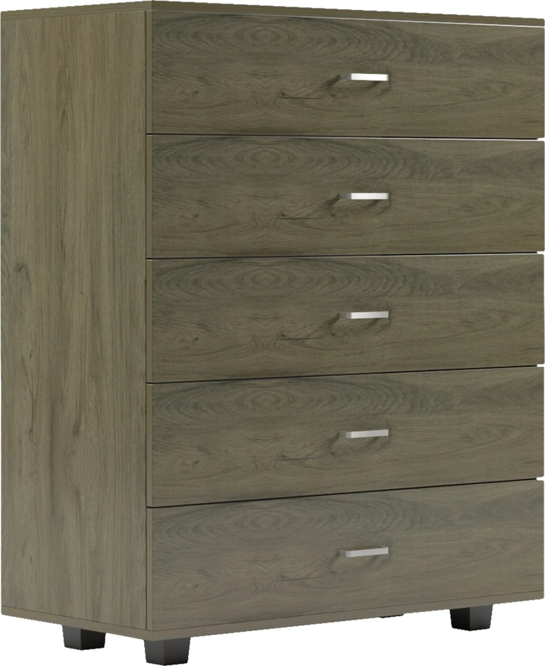 Komodinë me pesë sirtarë, ngjyrë ulliri e errët, THORG FH8995.05, 80x40x100 cm