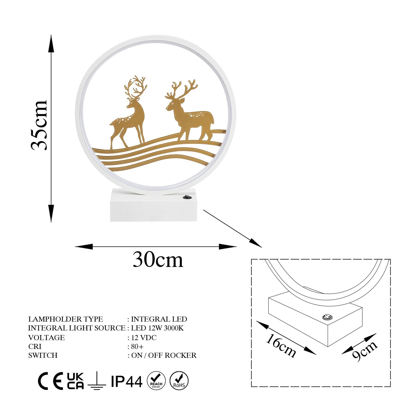 Llambë tavoline Opviq, XMAS14, e bardhë dhe e artë