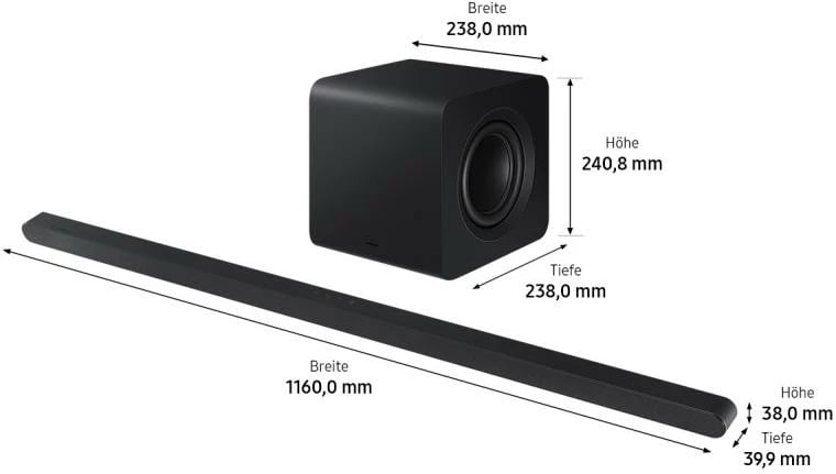 Soundbar Samsung HW-S810GD/ZG 3.1.2 me Dolby Atmos pa tela, Q-Symphony, ultra i hollë, e zezë, set 2 pjesë