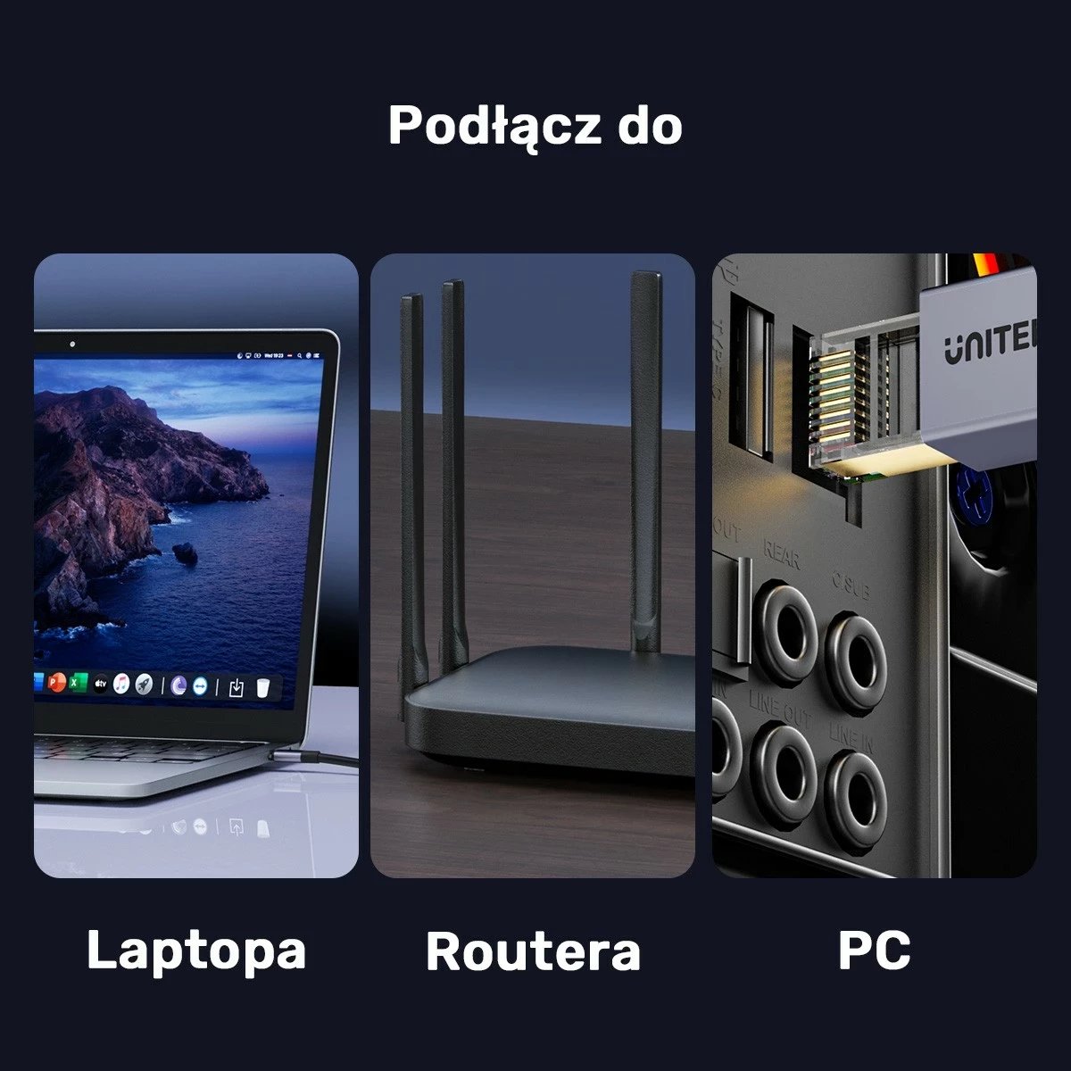 Kabëll Ethernet Unitek RJ-45 LAN, patchcord cat.8, 1.5m, zi-gri