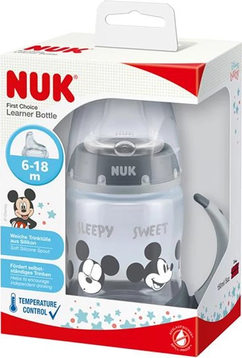 Shishe trajnimi NUK First Choice Mickey Mouse silikon 6-18 muaj uniseks