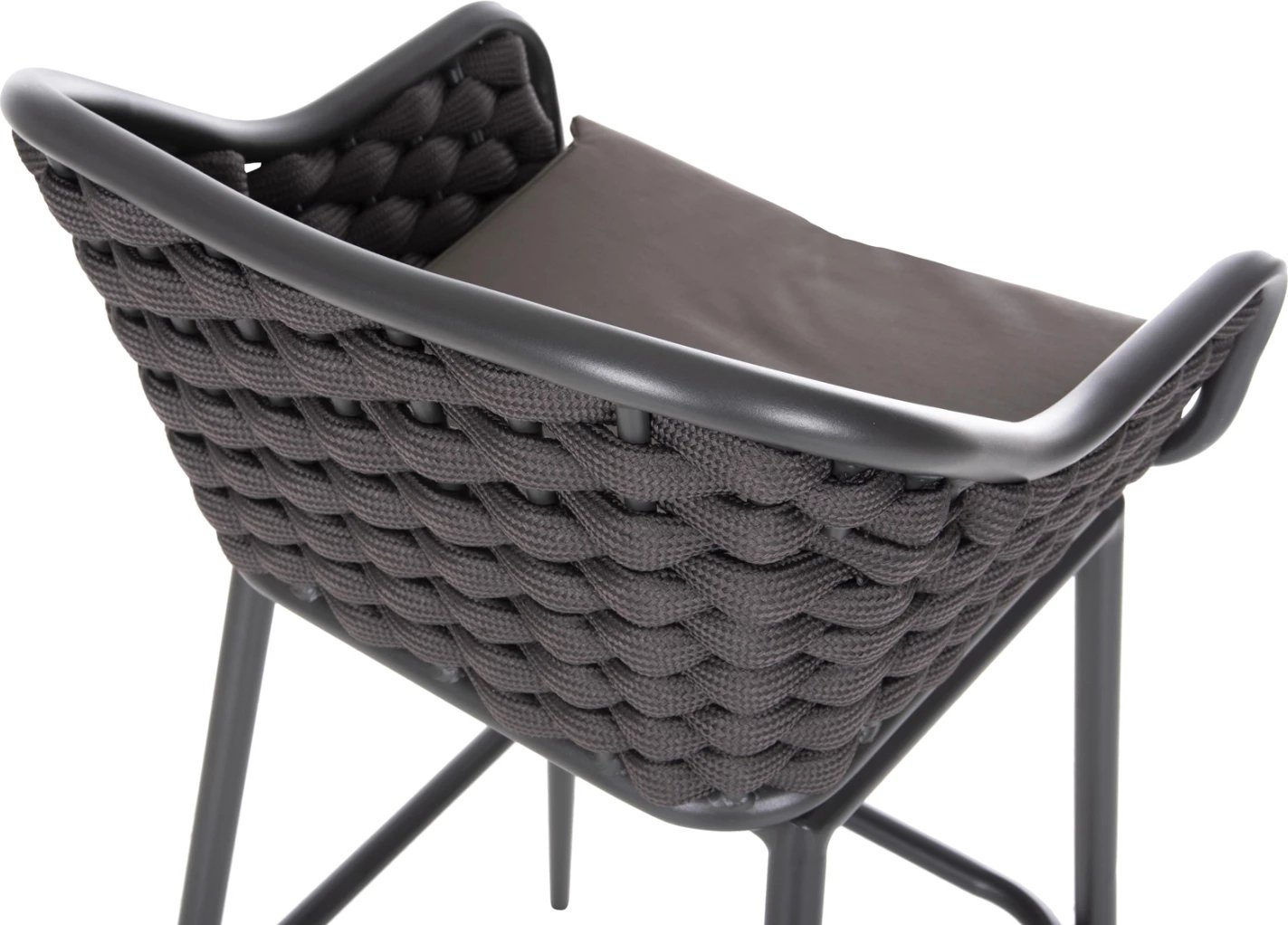 Karrige për bar, kornizë alumini, ngjyrë gri e errët, litar kafe, 50x50x103cm, FH5862.01