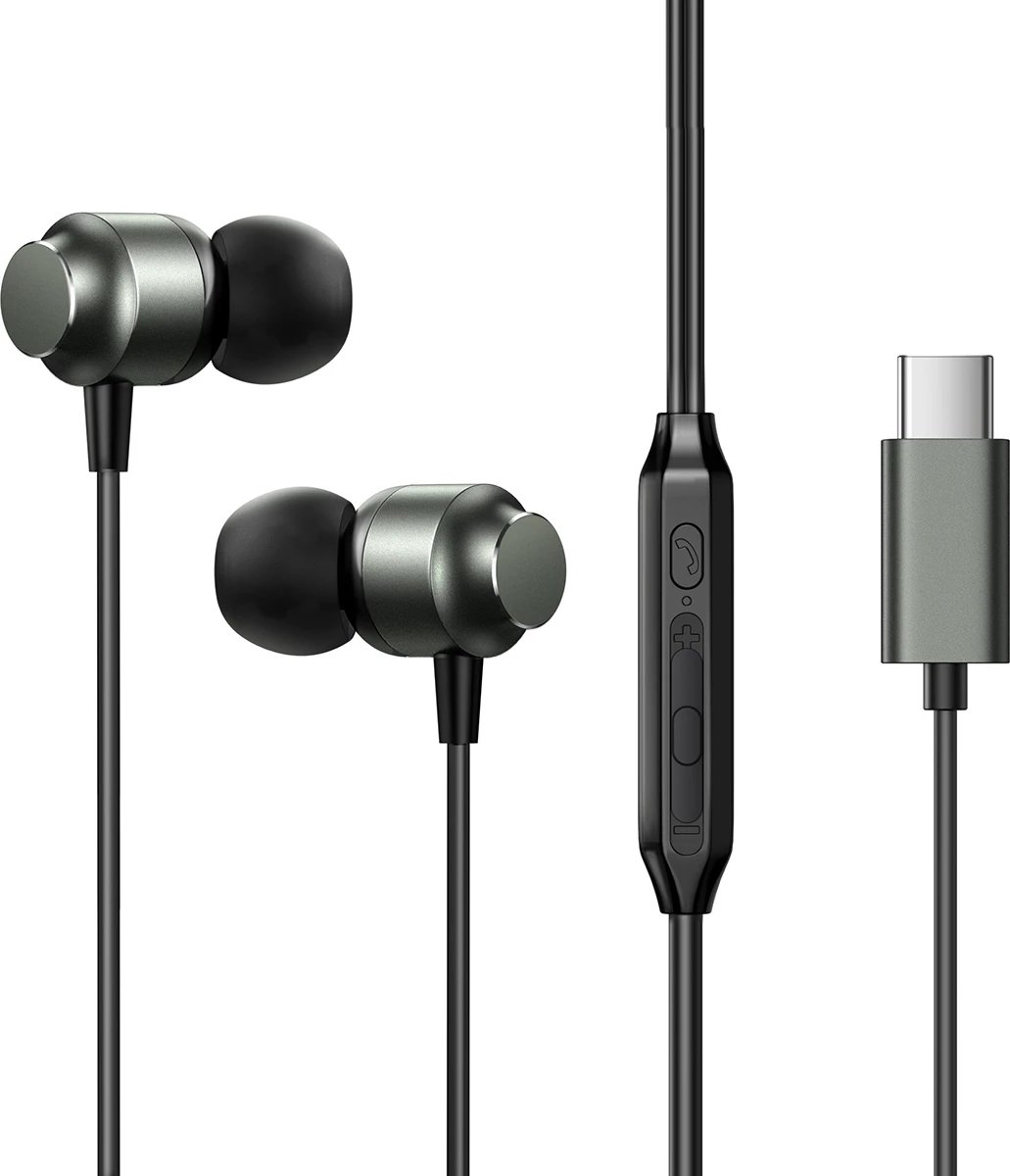 Kufje në vesh Joyroom JR-EC06, USB-C, me mikrofon, drajvera 10 mm Hi‑Fi, kabllo 1.2 m, gri