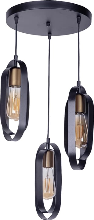 Llambë tavani me tre drita, ngjyrë e zezë, 30x3x31 cm