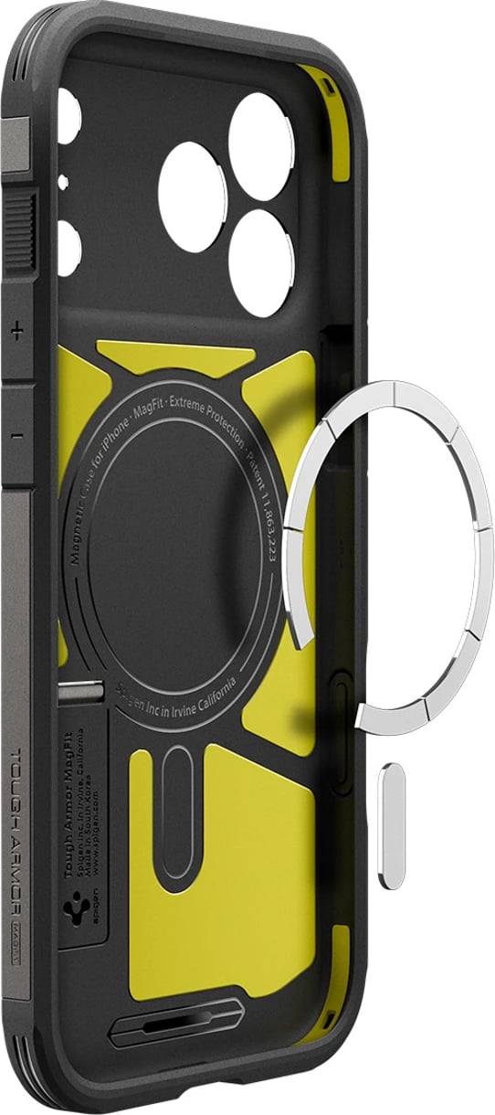 Mbështjellës Spigen Tough Armor "T" MagSafe për iPhone 17 Pro / 17 Pro Max, mbrojtje e fortë TPU+PC me shkumë, MagSafe, gri