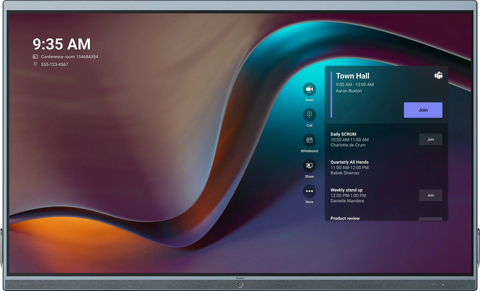 Ekran me prekje Yealink ETV86, 86", 4K, i zi