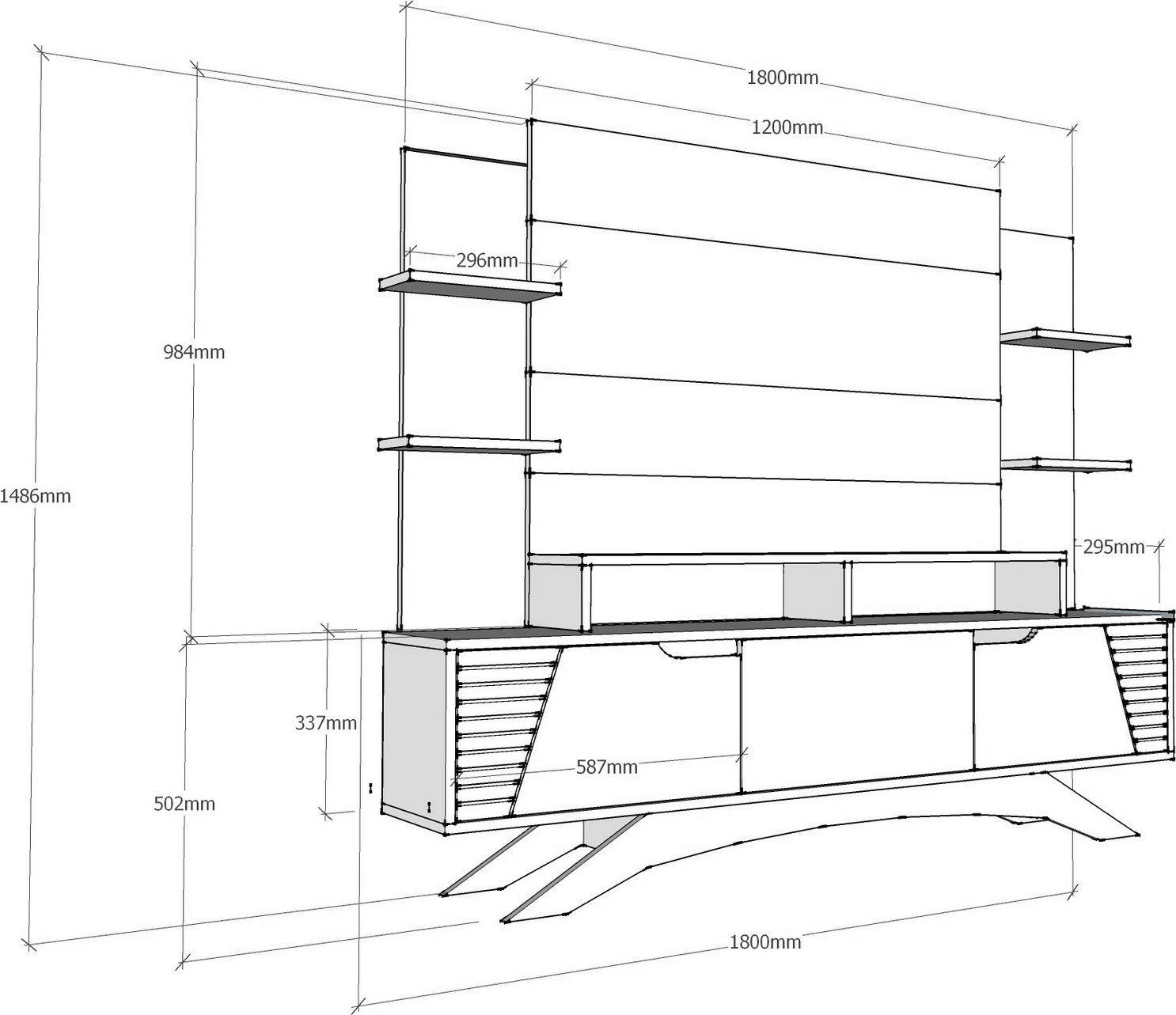 Njësi TV Hanah Home, Deparo, ngjyrë arre dhe e bardhë