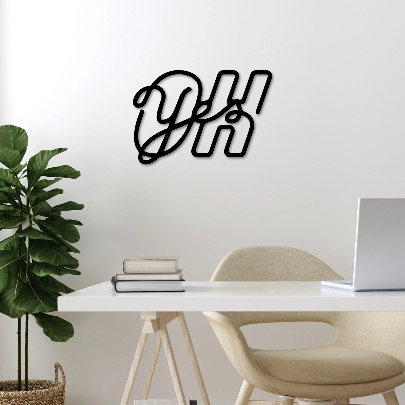 Aksesor dekorativ metalik për mur, Wallity, Oh Yes, ngjyrë e zezë, 61x41cm