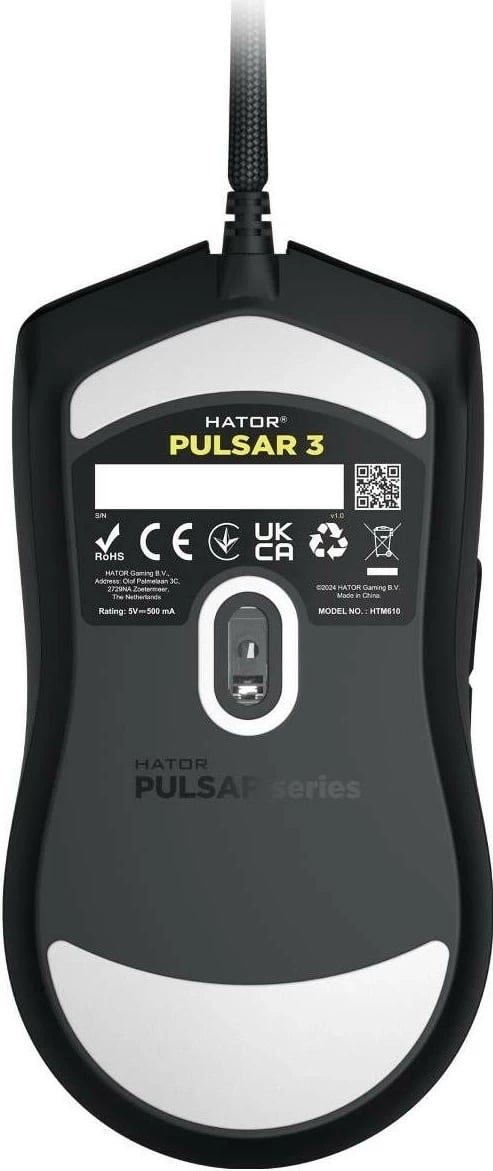 Maus Hator Pulsar 3 HTM610, RGB, me kabllo, i zi