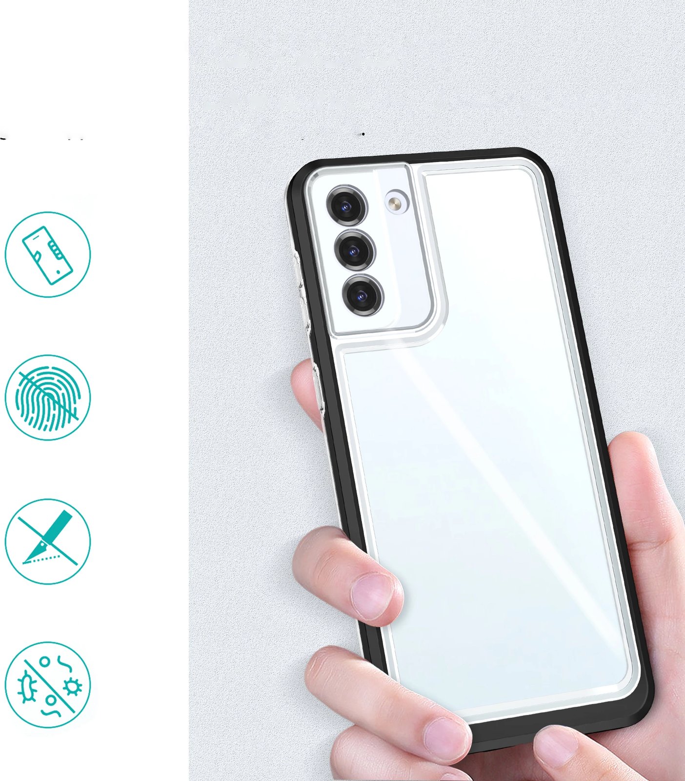 Mbështjellës Hurtel Hybrid Armor Clear 3in1 për Samsung Galaxy S22+, i zi/transparente