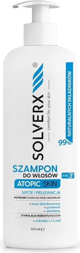 Shampon për femra SOLVERX Atopic Skin për flokë që bien dhe të yndyrshme, 500ml