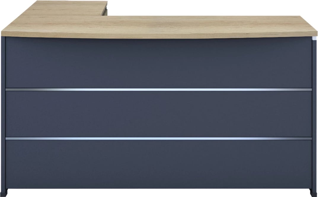 Tavolinë këndi për zyre, ngjyrë lis-antracit, Lotus, 180x160x75cm