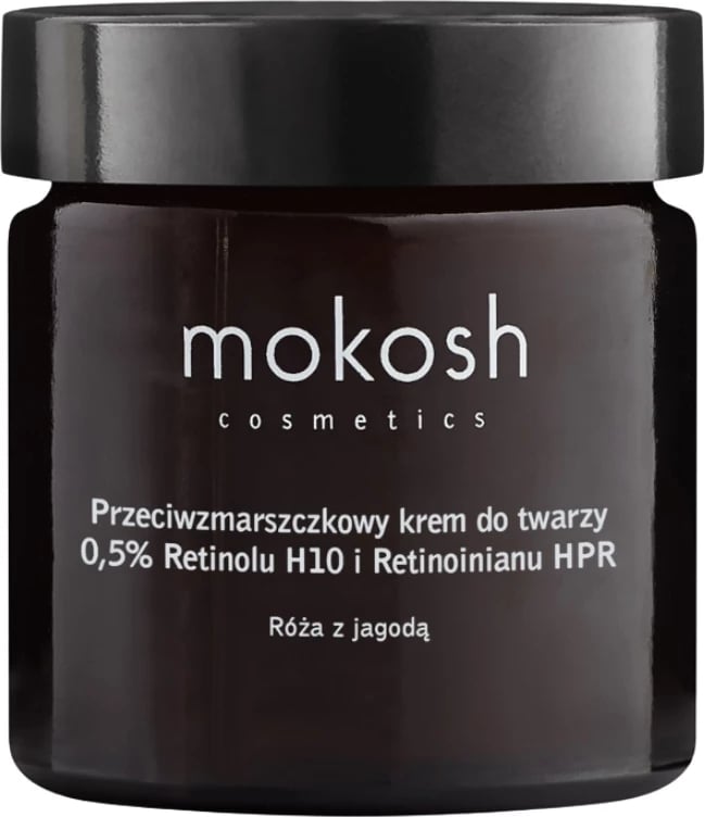 Krem fytyre kundër rrudhave për femra Mokosh 0.5% Retinol H10 dhe Retinoinian HPR Rose with Berry, 60ml