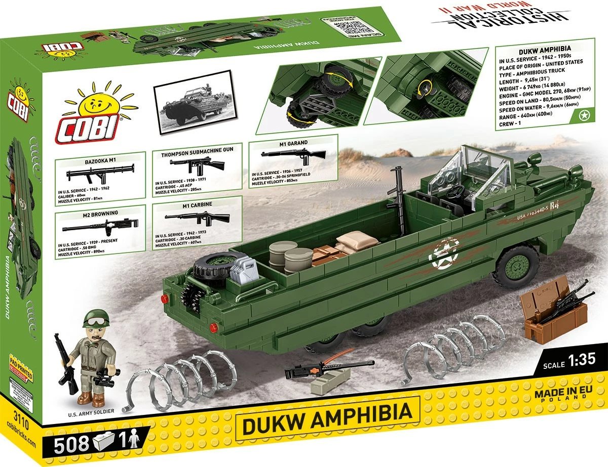 Set lodrash ndërtimi Cobi Klocki DUKW Amphibia, 508 pjesë, Jeshile Set lodrash ndërtimi Cobi Klocki DUKW Amphibia, 508 pjesë, Jeshile