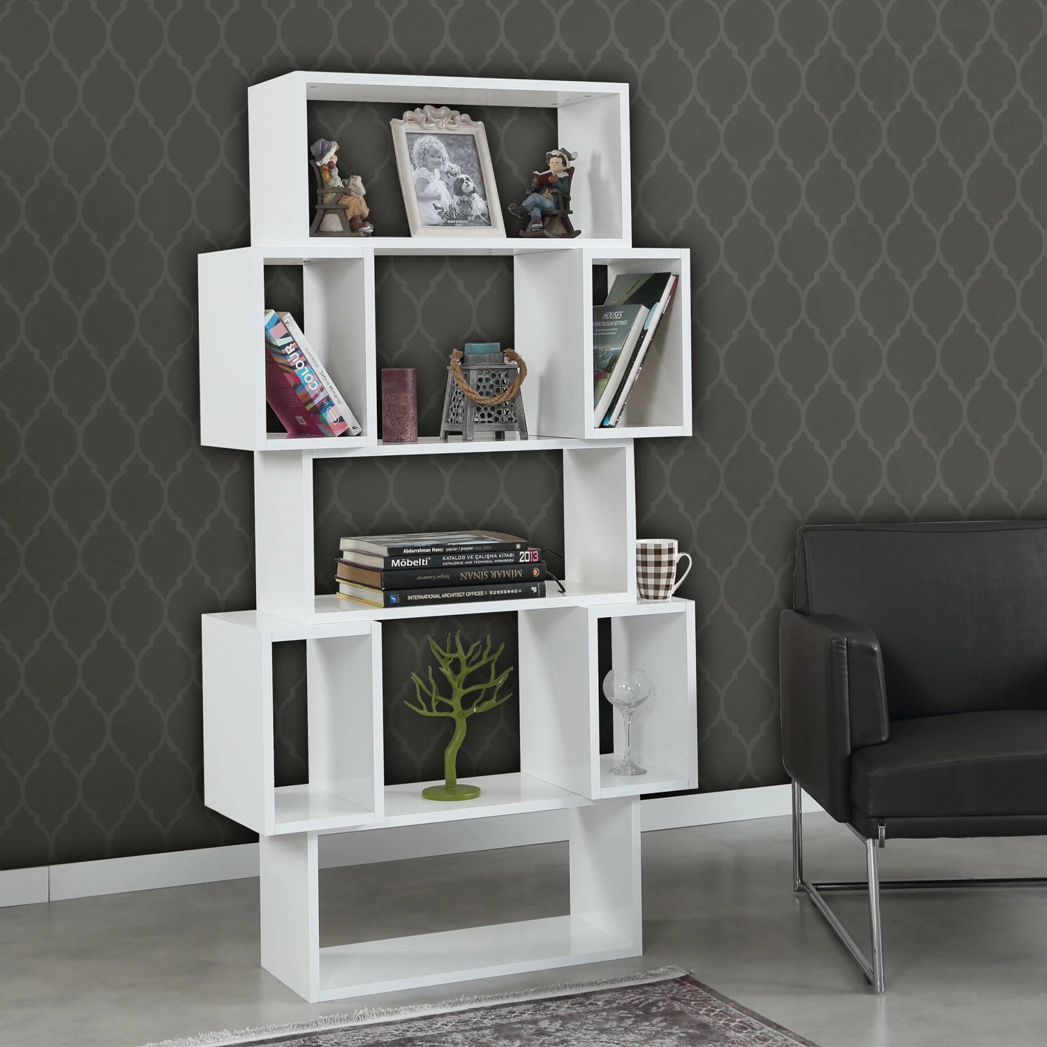 Raft librash Hanah Home, Box, ngjyrë e bardhë shkëlqyese