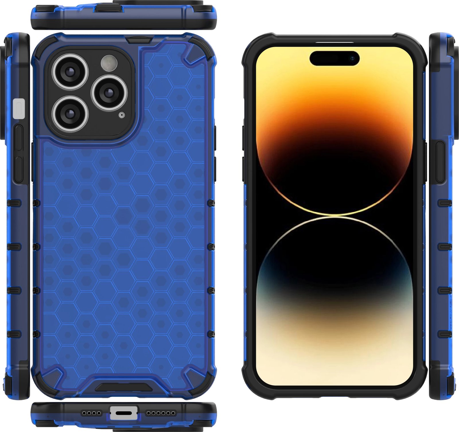 Mbështjellës Hurtel Honeycomb për iPhone 14 Pro Max, Blu