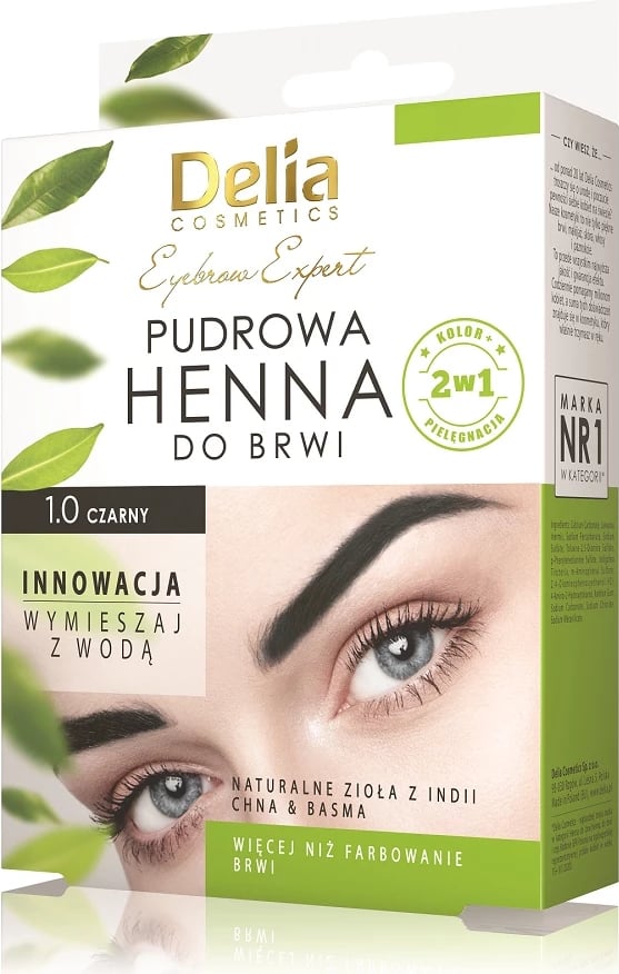 Henna pluhur për vetulla Delia Eyebrow Expert Powder Henna, e zezë, 4g