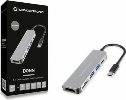 Docking station Conceptronic USB-C HDMI 2xUSB-A3.0 60WPD 15cm gri