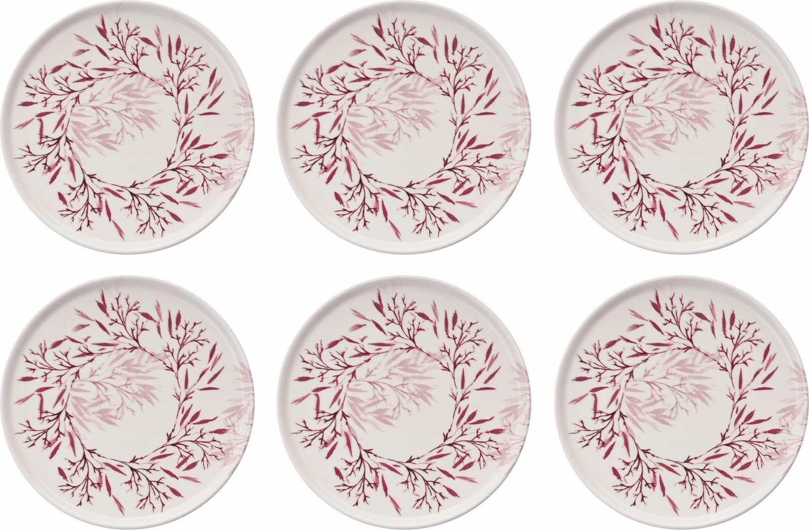 Set pjatash për ëmbëlsira (6 copë), Hermia Concept, gjemb i kuq