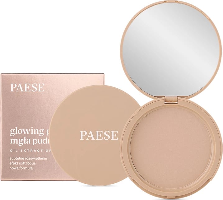 Pudër kompakte ndriçuese për femra Paese Glowing Powder Powder Mist 12 Natural Beige 10g