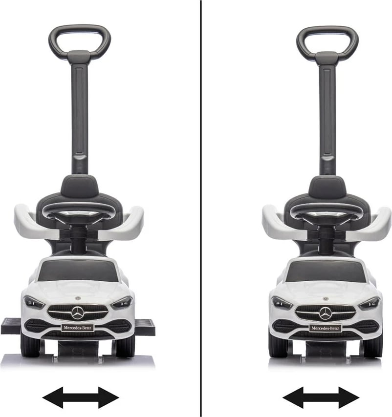 Makinë ride-on me dorezë udhëzuese, Milly Mally, Mercedes C-Class Deluxe, për 12–36 muaj, ngarkesë 25 kg, e bardhë