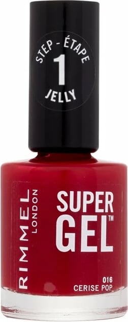 Llak për thonj për femra Rimmel London Super Gel STEP1 016 Cerise Pop e kuqe 12ml
