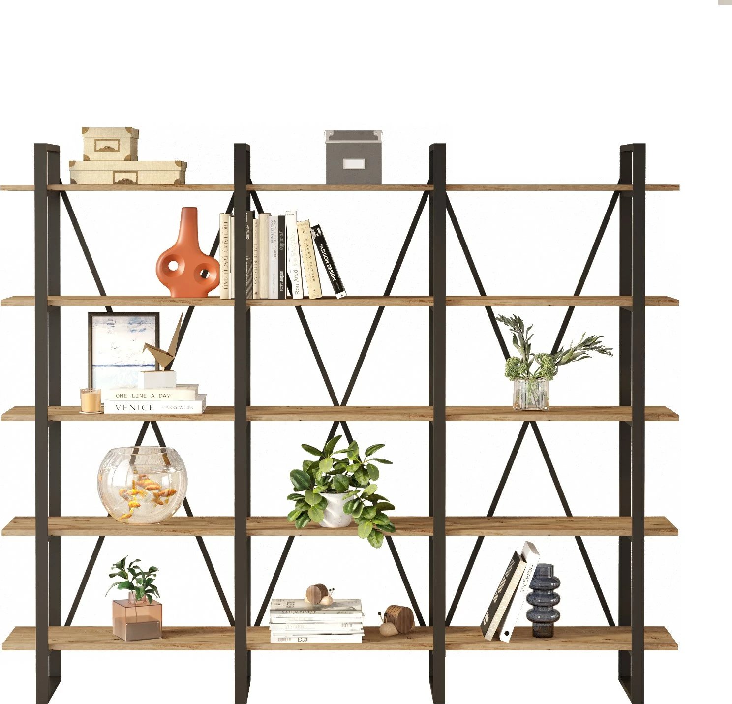 Raft librash Hanah Home, Ml4-A, ngjyrë Atlantic Pine, 219.6x180x34 cm