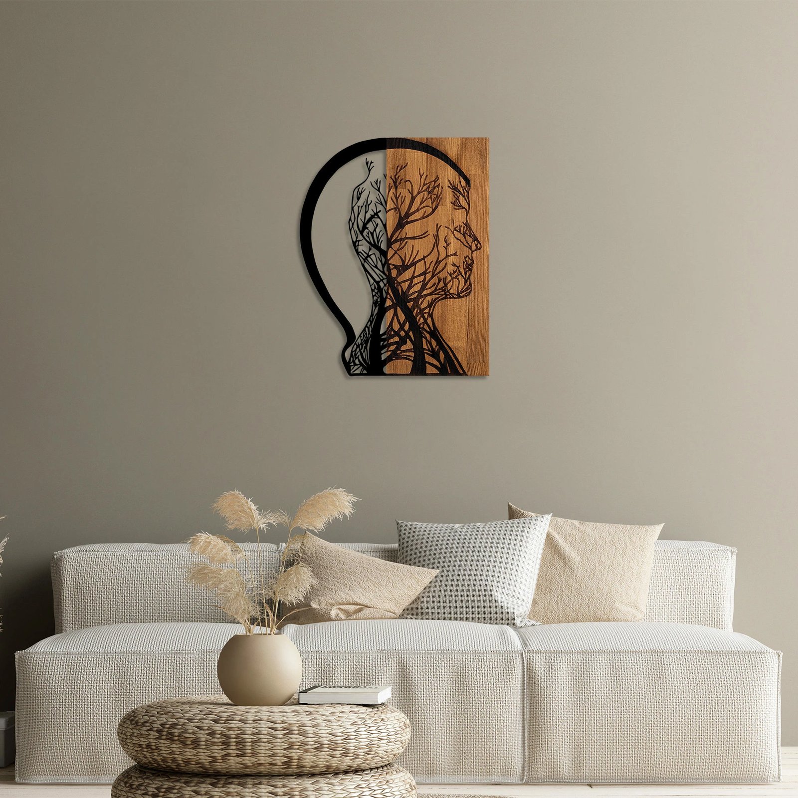 Aksesor dekorativ muri prej druri, Wallity, njeri-dru