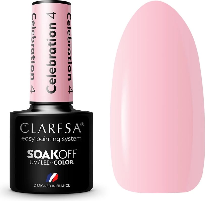 Llak për thonj Claresa Celebration Hybrid 4, 4.5g, rozë e lehtë