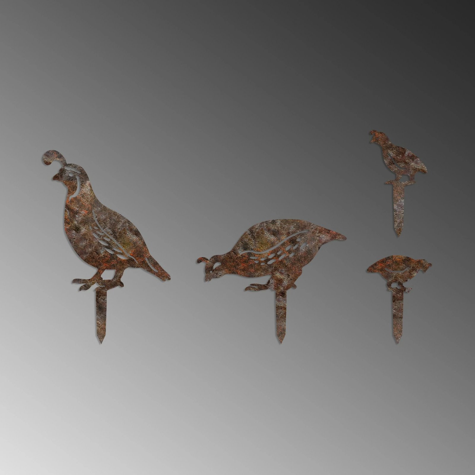 Objekt dekorativ për kopsht, Aberto Design, Fam 12, set prej 4 copash, metal, ngjyrë antike