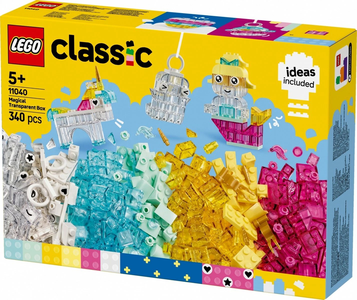 Set LEGO Classic 11040 me blloqe transparente, 340 copa