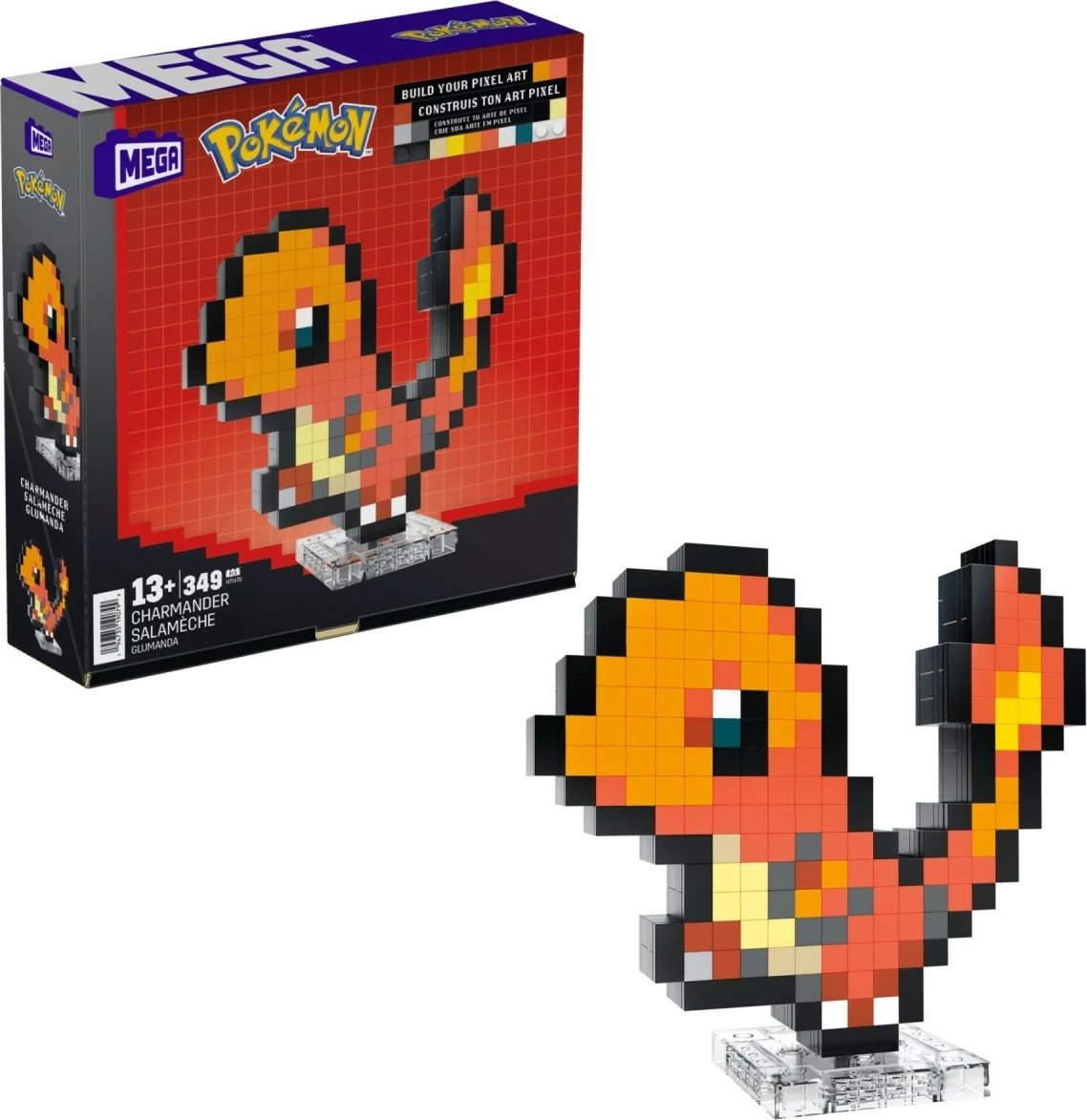 Set ndërtimi Mega Bloks Pokémon Pixel Charmander, 349 pjesë, plastikë