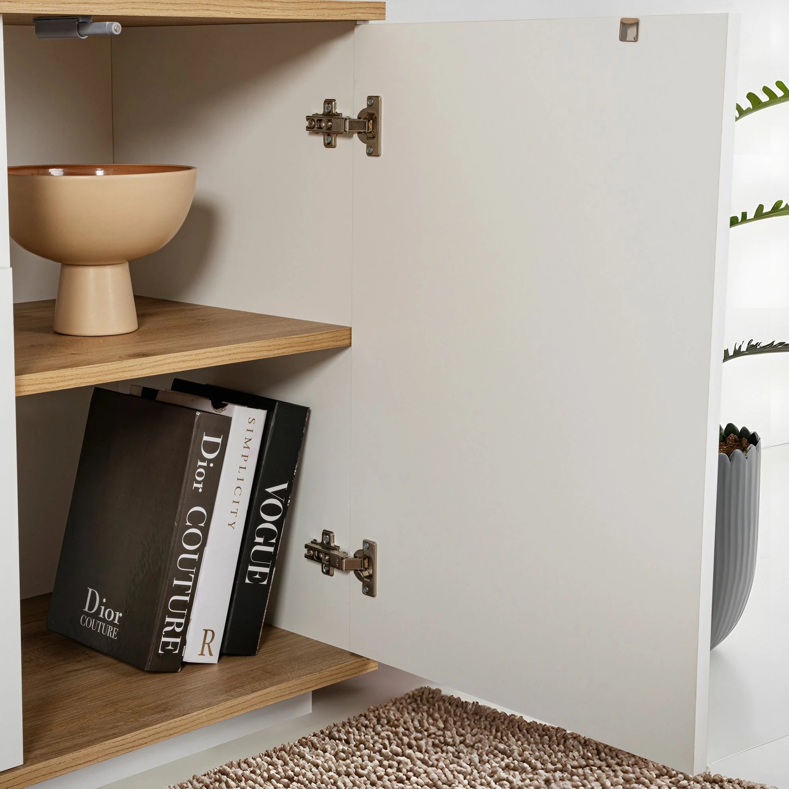 Konsol Skye Decor, Arista, e bardhë, lisi Cadiz