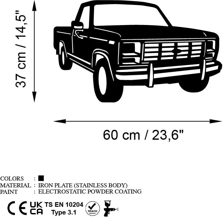 Aksesor dekorativ metalik për mur, Wallity, Ford F150 Pickup Truck 1980