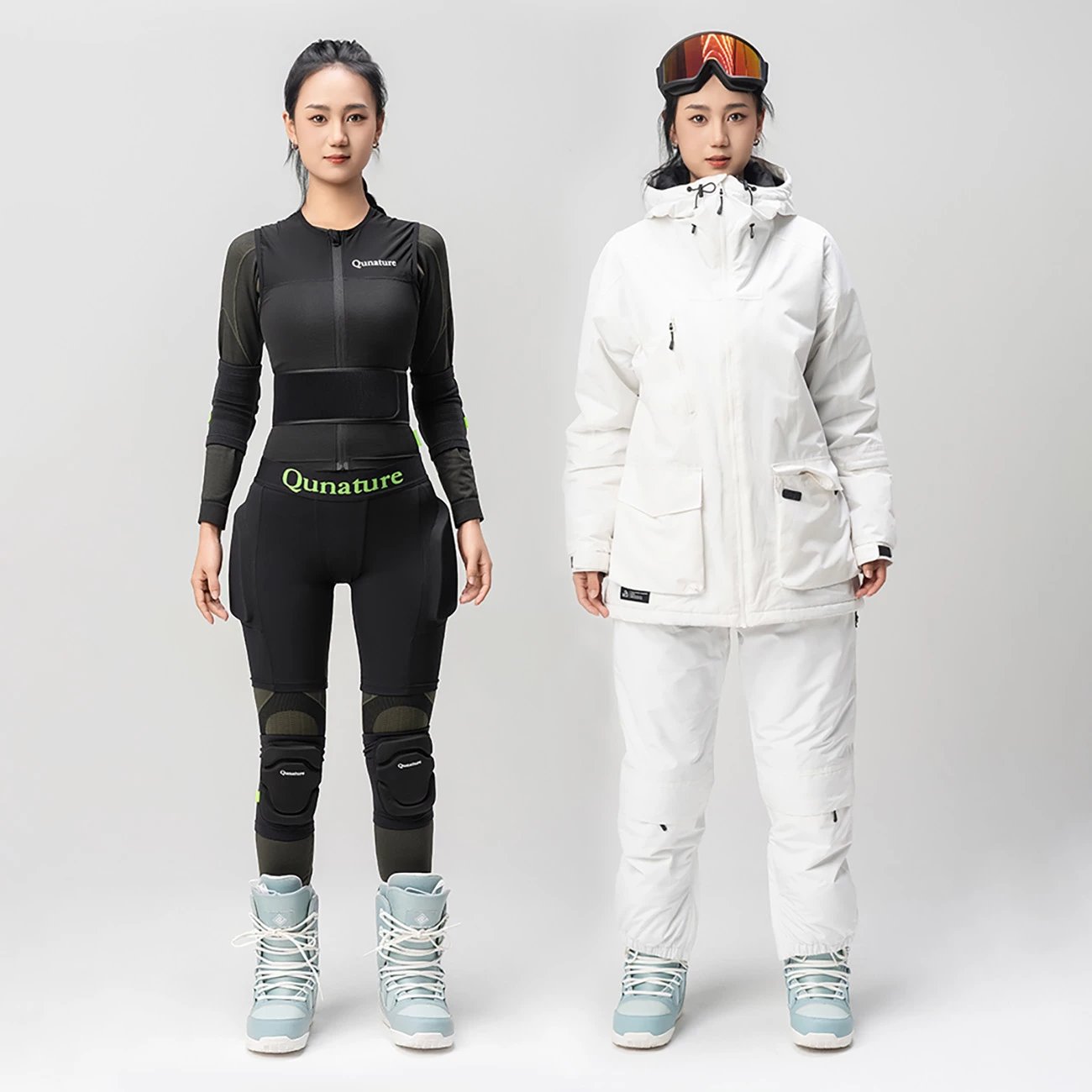 Pantallona mbrojtëse ijë Qunature Ski Basic S, EVA 12 mm, uniseks, e zezë