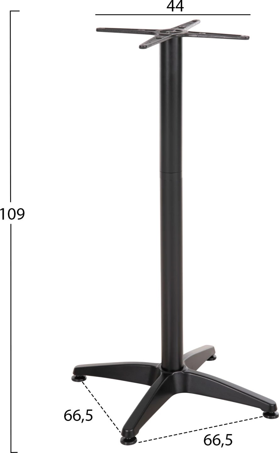 Bazë për tavolinë bar, alumini, ngjyrë e zezë, 4-këmbëshe, 44x44 cm