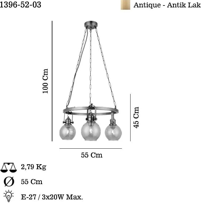 Llambadar Opviq, Ponte - 52-03, ngjyrë antike