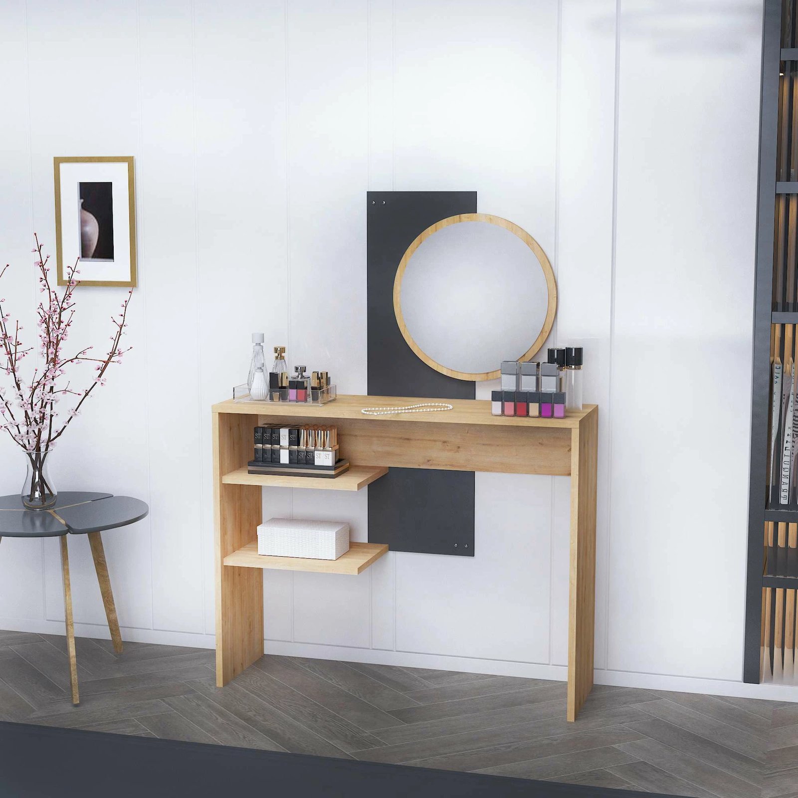 Tavolinë grimi Hanah Home, Dali, ngjyrë safir dhe antracit