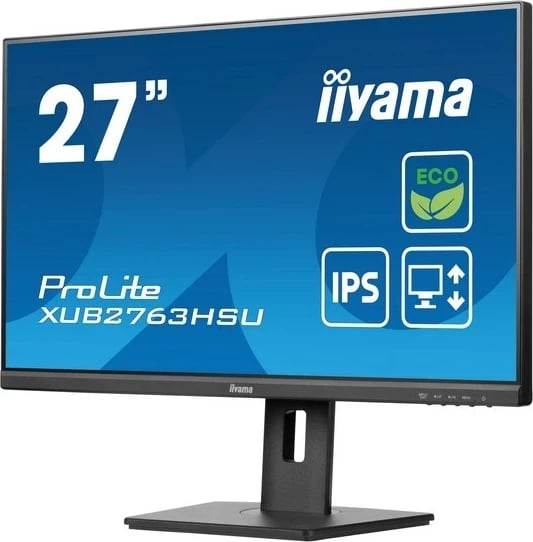 Monitor iiyama ProLite XUB2763HSU-B1, 27 inç, Full HD, IPS, me kabllo HDMI, USB dhe për energji, ngjyrë e zezë