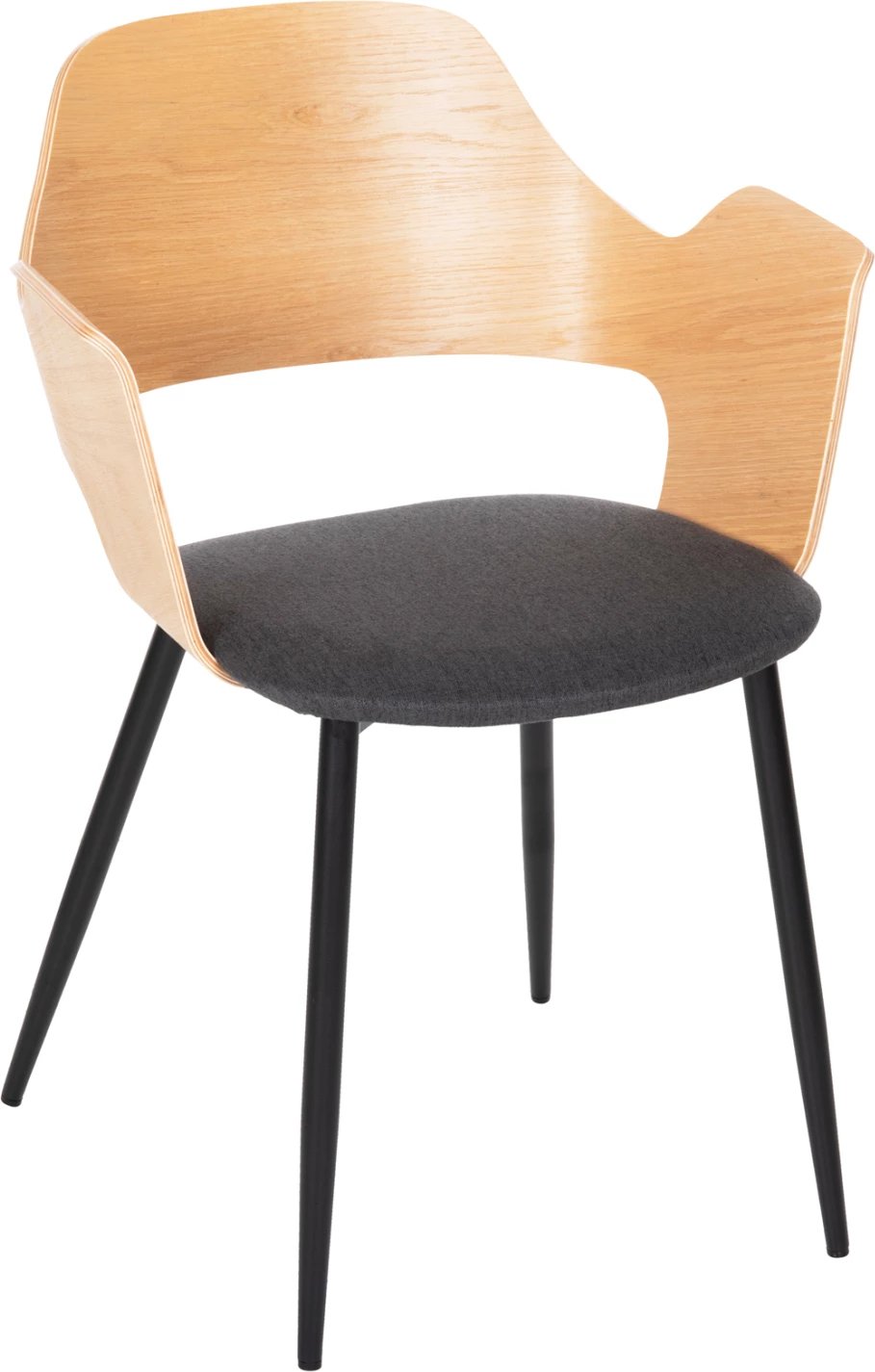 Karrige ngrënieje VELP FH9616.02 dru, ngjyrë natyrale-gri, këmbë metali të zeza, 55,5x50x79H cm, set prej 2 copë