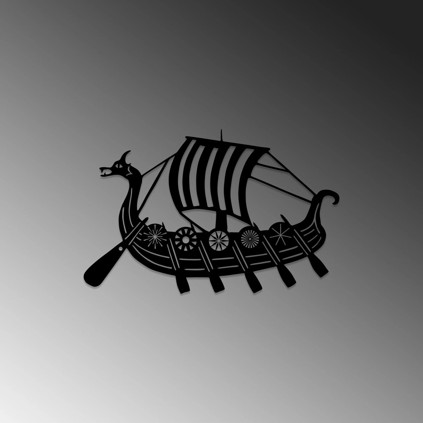 Aksesor dekorativ metalik për mur, Viking, ngjyrë e zezë, 45x70cm