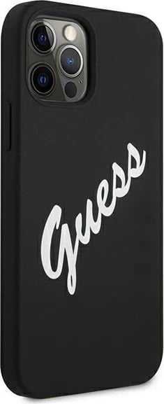 Mbështjellës Guess GUHCP12LLSVSBW për iPhone 12 Pro Max 6.7", silikon, zi/bardhë