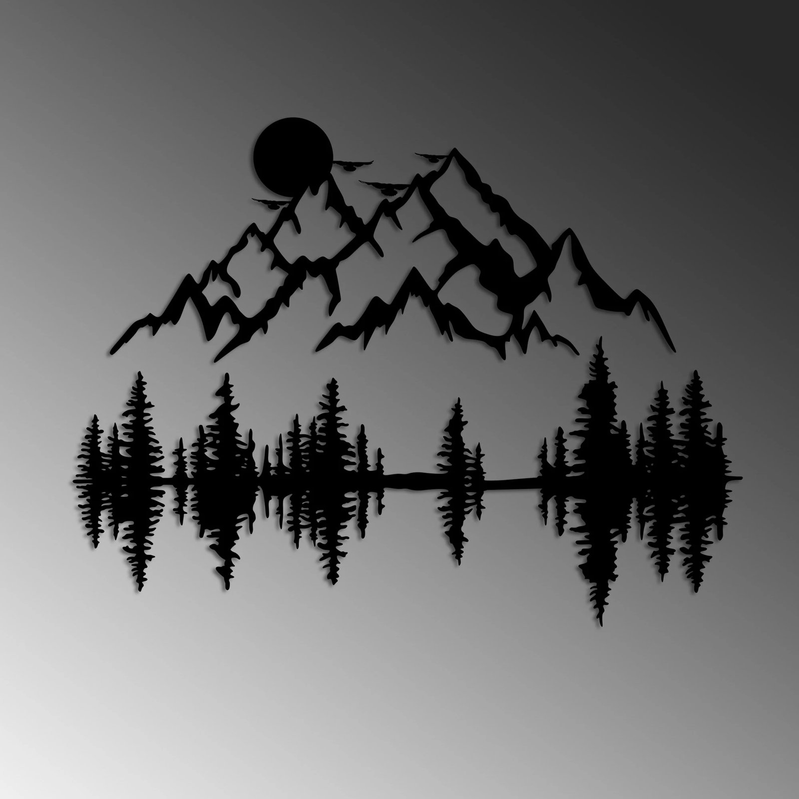 Aksesor dekorativ metalik për mur, natyrë dhe male, Wallity - 13