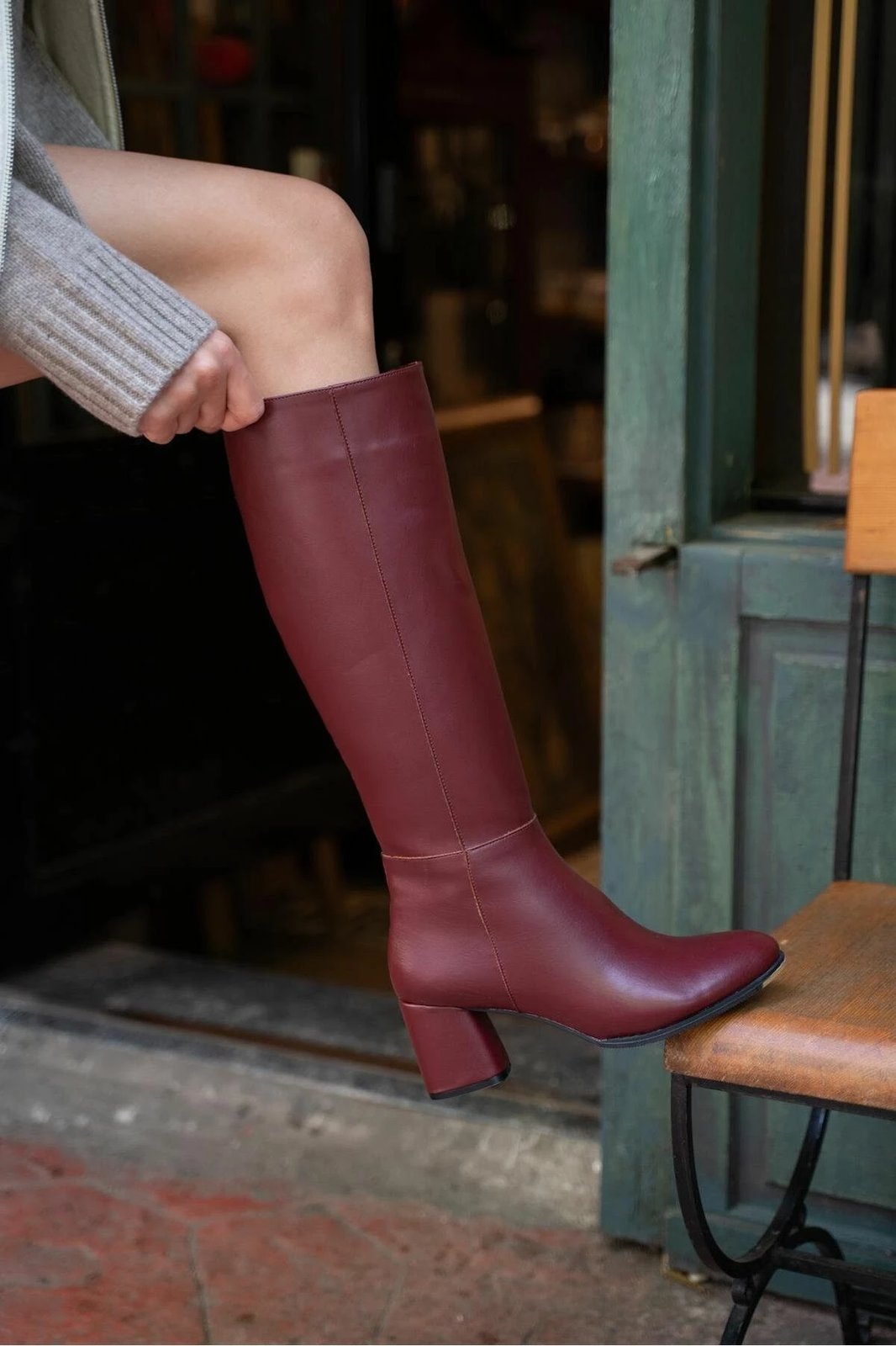 Çizme për gra, ngjyrë burgundy, Jumeon, MK1350121KR20-001